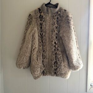 Vintage Women's Faux Fur Coat - Snow leopard